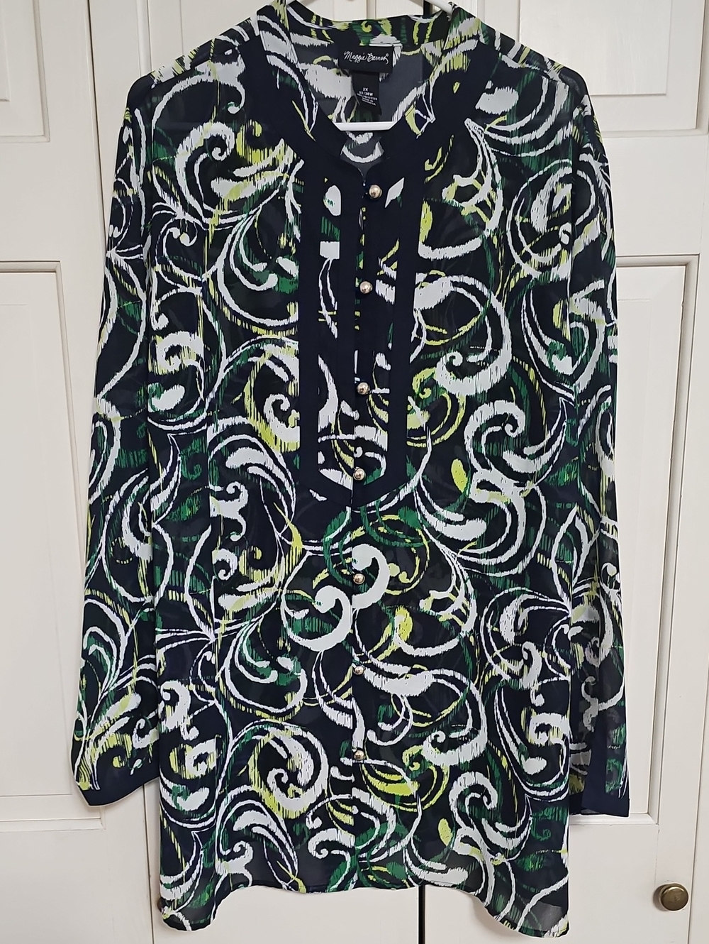 Maggie Barnes Navy Swirl-Print Long-Sleeve Tunic